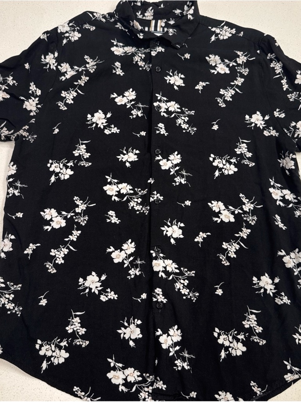 Denim & Flower Black and White Floral Button-Up Shirt